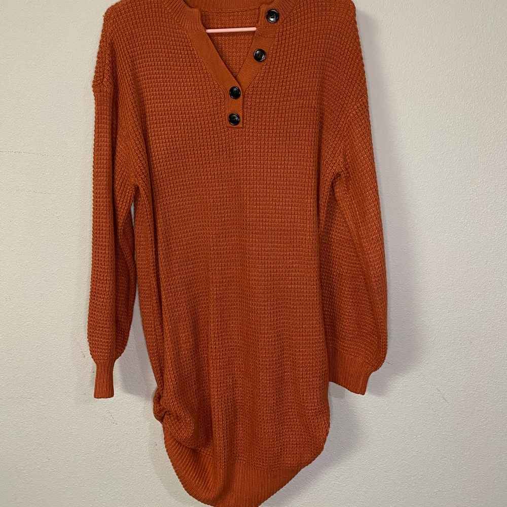 Rust Orange Cozy Sweater Dress